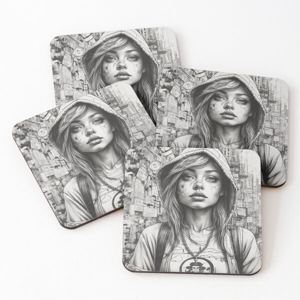 Item preview, Urban Sketch-Style Hoodie Girl Portrait designed and sold by UrbanGhostCo.