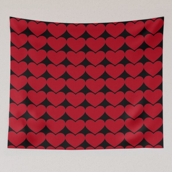 Item preview, Red Hearts with Black Background Pattern Print Design designed and sold by bestggraphico.