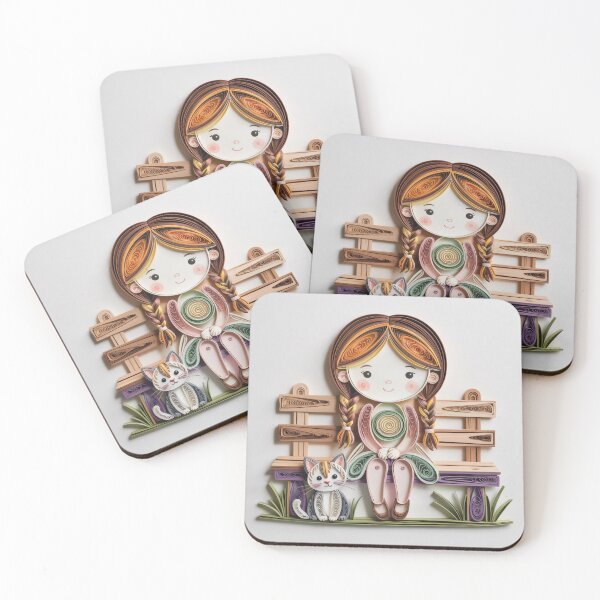 Item preview, Girl with a cat,quilling. designed and sold by elegantpaterns.