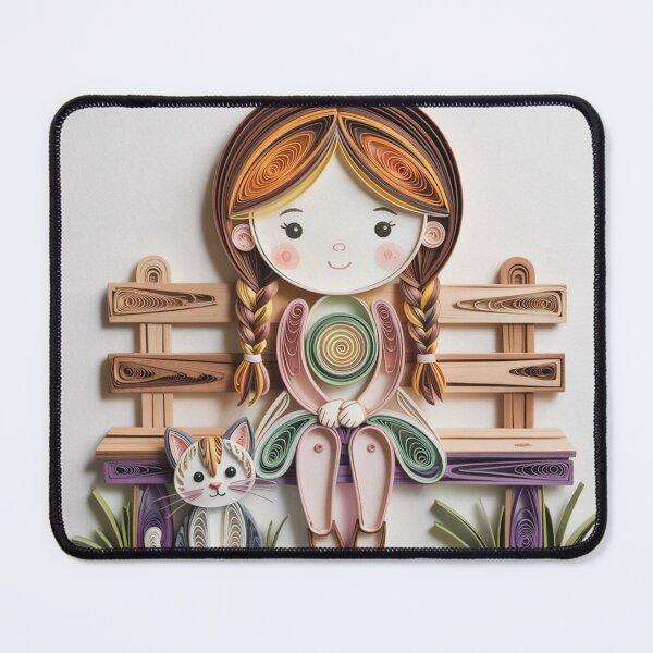 Item preview, Girl with a cat,quilling. designed and sold by elegantpaterns.