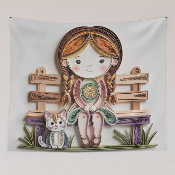 Item preview, Girl with a cat,quilling. designed and sold by elegantpaterns.