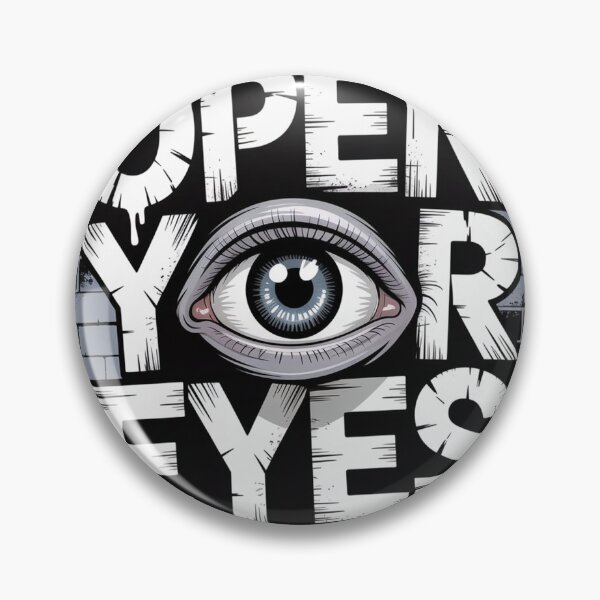 Item preview, OPEN YOUR EYES – Realistic Eye Artwork with Bold Street-Art Typography designed and sold by TrendDropsMerch.
