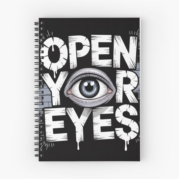 Item preview, OPEN YOUR EYES – Realistic Eye Artwork with Bold Street-Art Typography designed and sold by TrendDropsMerch.