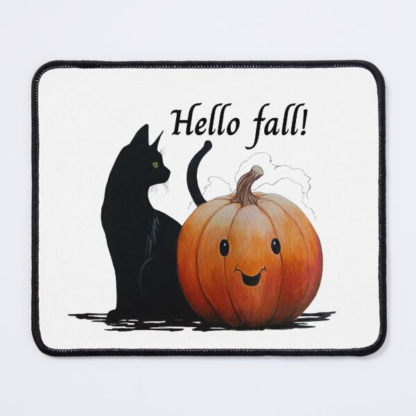 Item preview, Hello fall, cat and pumpkin designed and sold by OnaleeNicklinArt.