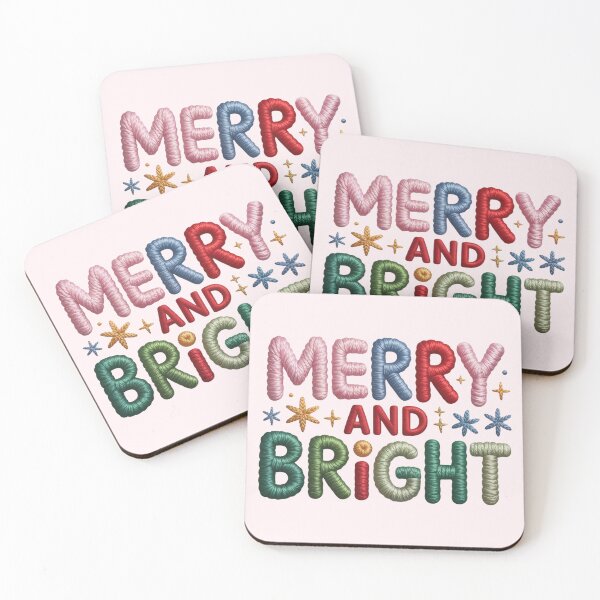 Item preview, Merry and Bright Faux Embroidery Christmas Apparel & Home Decor – Festive Holiday Graphic Design designed and sold by Compass and a Camera.