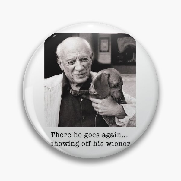 Item preview, Dachshund Wiener Dog Sticker , There he goes again... showing off his wiener , pablo picasso and his dog lump  designed and sold by rochelledw.