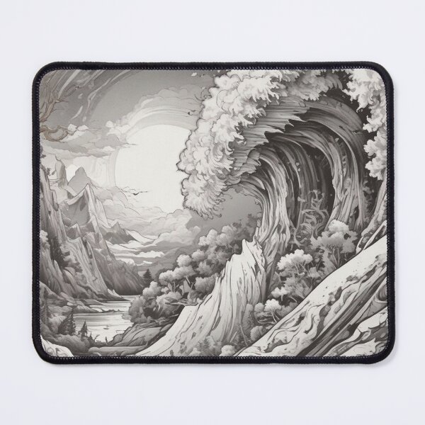 Item preview, Surreal Monochrome Nature Wave Landscape designed and sold by UrbanGhostCo.