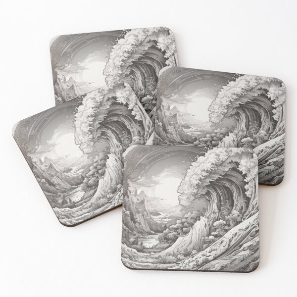 Item preview, Surreal Monochrome Nature Wave Landscape designed and sold by UrbanGhostCo.
