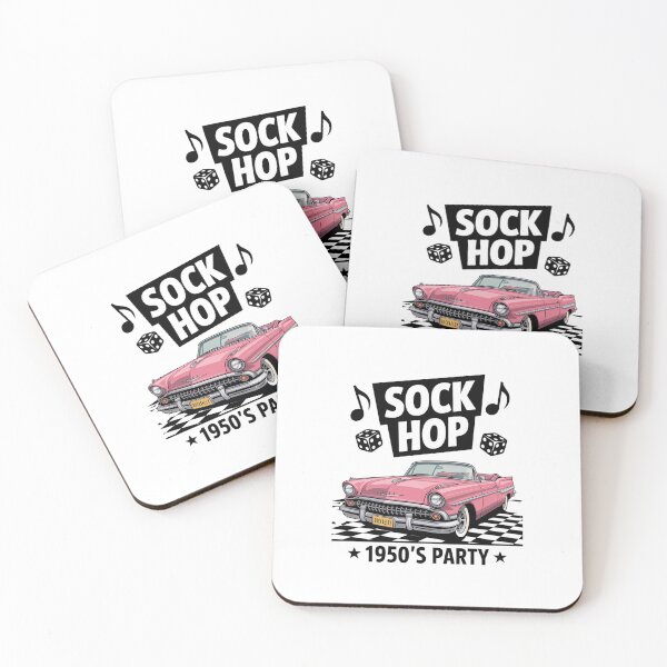 Item preview, 50s Sock Hop Dance Retro 1950s Party Doo Wop Rockabilly Pink designed and sold by IhanVaanMaArt.