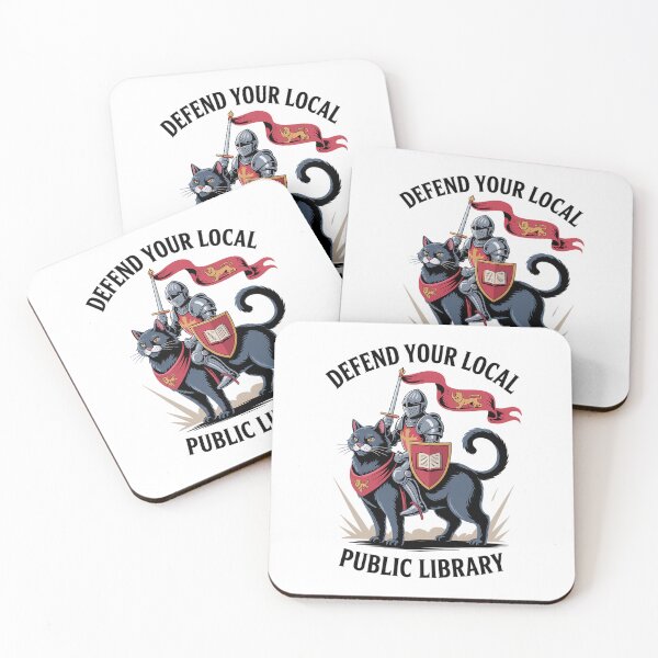 Item preview, Defend Your Local Public Library Medieval Humor Knight Cat  designed and sold by ReadySide.