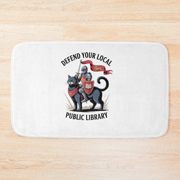 Item preview, Defend Your Local Public Library Medieval Humor Knight Cat  designed and sold by ReadySide.
