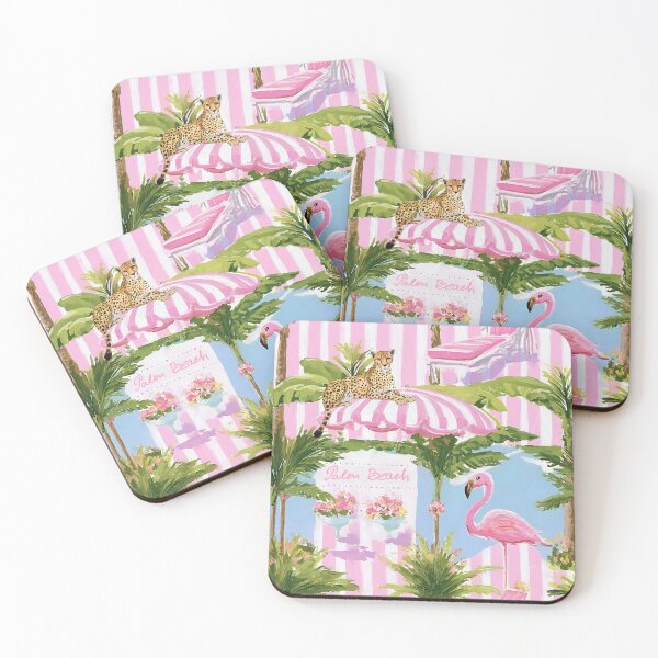 Item preview, Palm Beach summer on pink stripes designed and sold by SophieClimaArt.