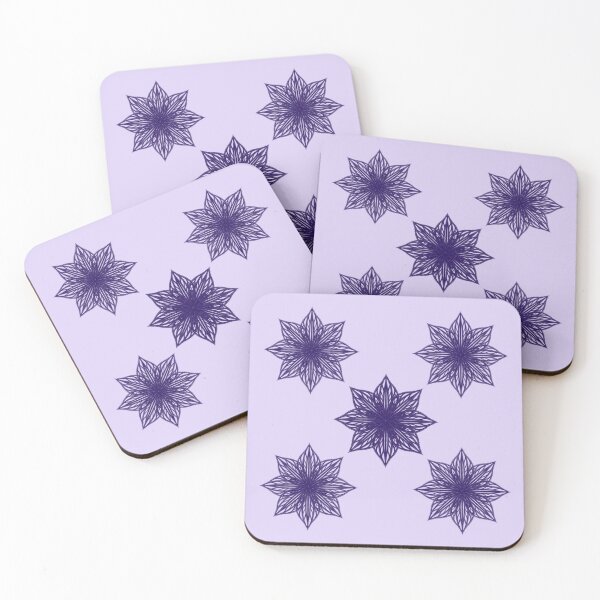 Item preview, "Persian Indigo" pattern of geotrically arranged fluffy purple snowflakes designed and sold by Cherevan.