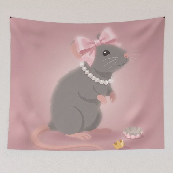 Item preview, Coquette Rat - Cute Rodent with Pink Bow and Pearls designed and sold by SavinMercantile.