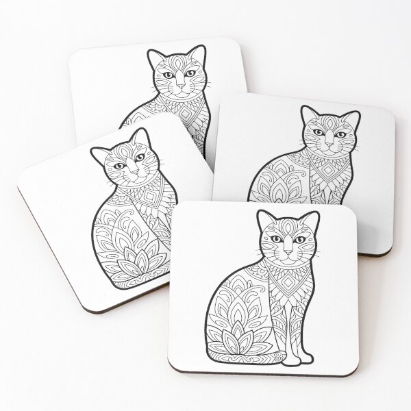 Item preview, Cat Mandala Coloring Design – Perfect for DIY Coloring T-Shirts designed and sold by AndrewYoko.