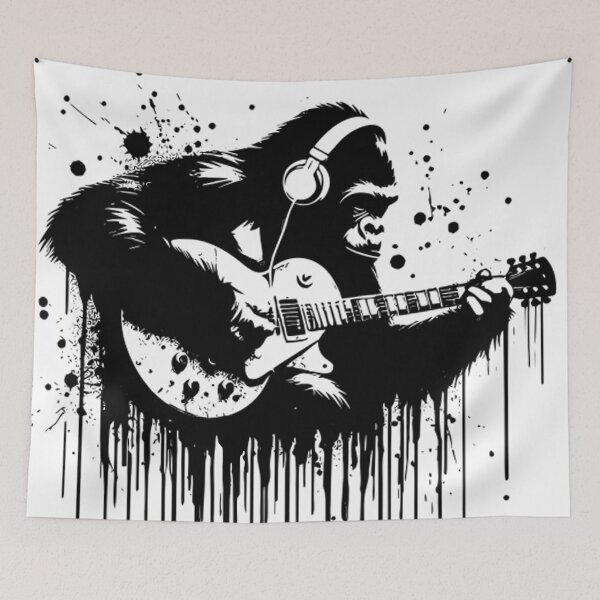 Item preview, Gorilla Rocker with Guitar - Street Art Music Gift designed and sold by DrawDrip.