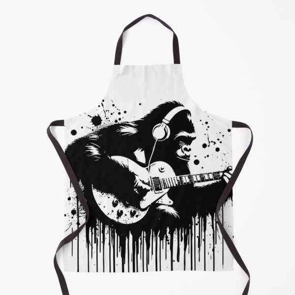 Aperçu de l'œuvre Gorille Rocker avec Guitare - Cadeau Musique Street Art créée et vendue par DrawDrip.