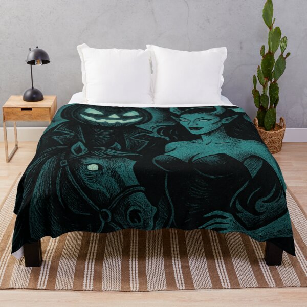Item preview, Headless Horseman & Demon Woman Moonlit Retro Art: Fantasy Vintage Illustration designed and sold by TheHorsemanRidesAgain.