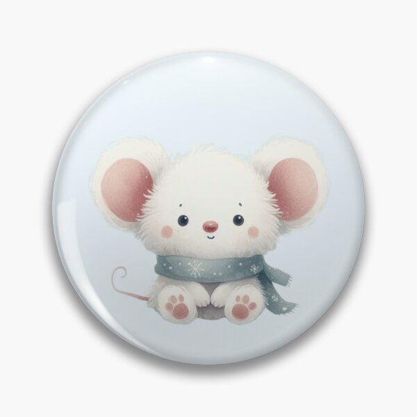 Item preview, Fluffy White mouse in blue scarf designed and sold by DaintyDooodles.