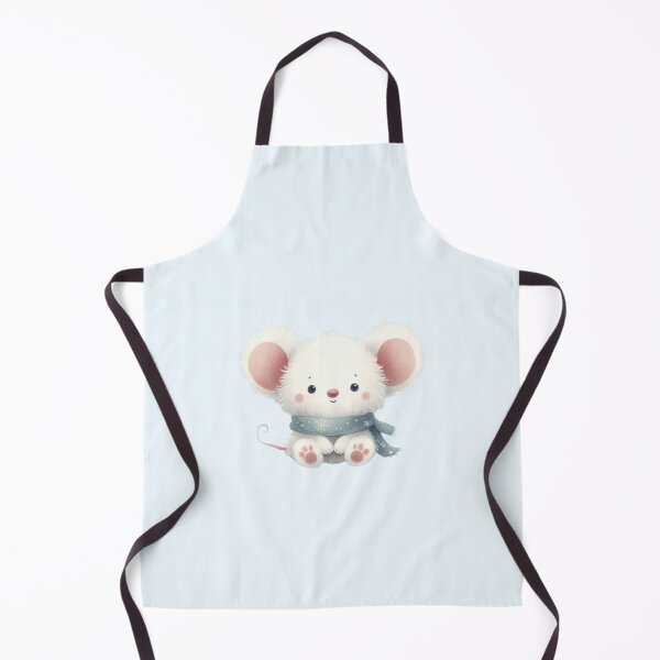 Item preview, Fluffy White mouse in blue scarf designed and sold by DaintyDooodles.