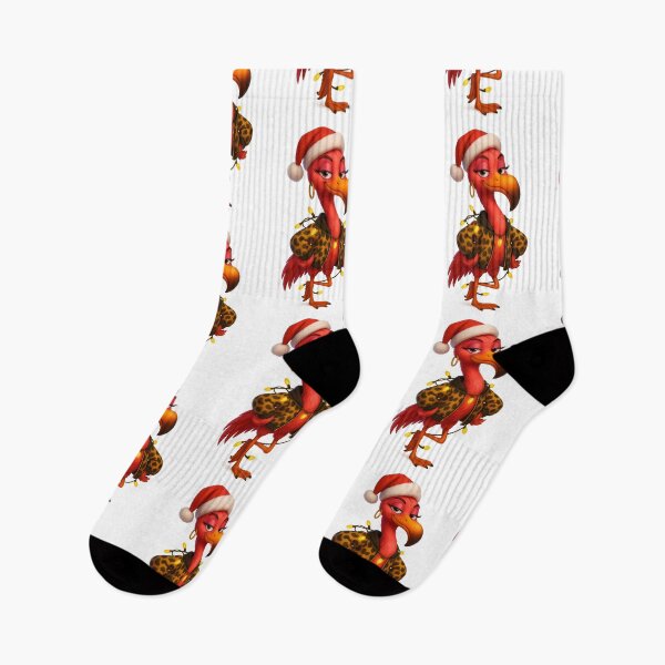 Aperçu de l'œuvre Flamant rose de Noël impertinent à imprimé léopard créée et vendue par DebuggedDressed.