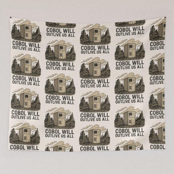 Item preview, COBOL Will Outlive Us All — Post-Apocalyptic Mainframe Tech Humor designed and sold by Nerd Romance Café.