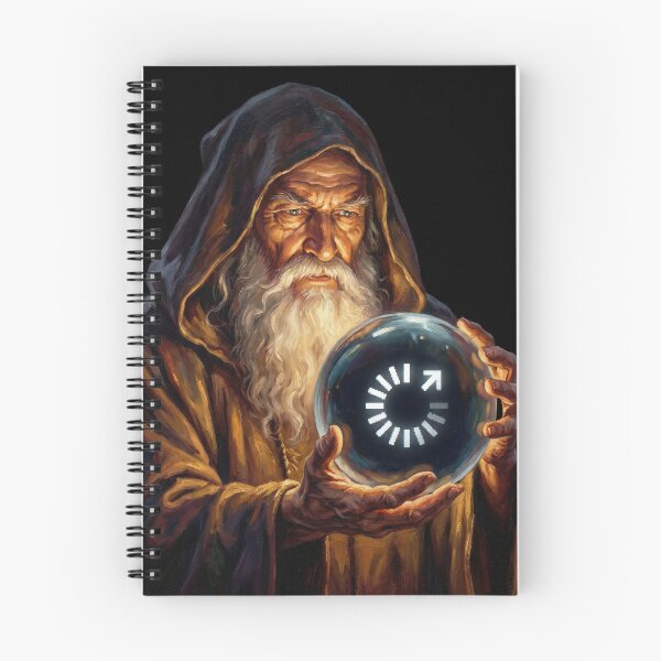 Item preview, Wizard Pondering Buffering - Funny Fantasy Tech Meme designed and sold by SavinMercantile.