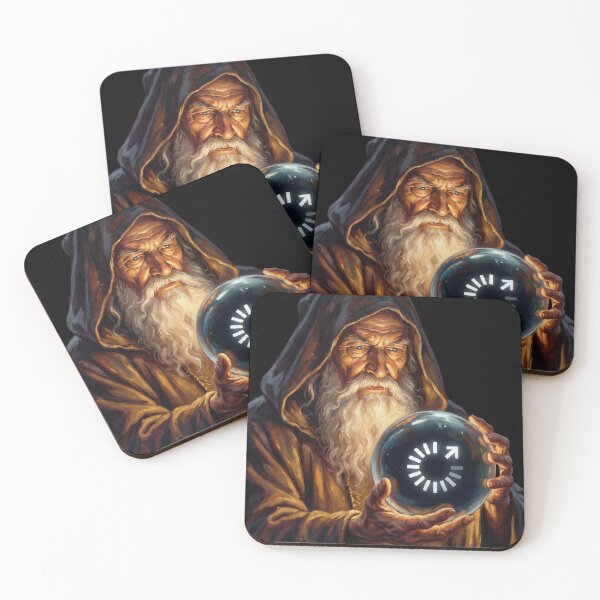 Item preview, Wizard Pondering Buffering - Funny Fantasy Tech Meme designed and sold by SavinMercantile.