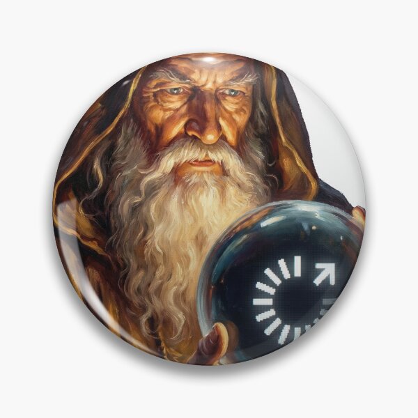 Item preview, Wizard Pondering Buffering - Funny Fantasy Tech Meme designed and sold by SavinMercantile.