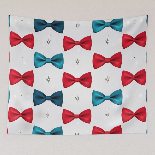 Item preview, Red Blue Bow Pattern with Snowflakes designed and sold by SassyArtistry.