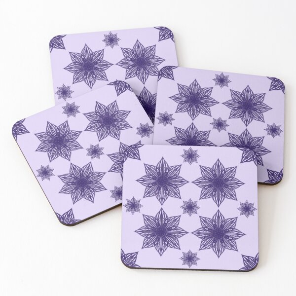 Item preview, "Persian Indigo" pattern of geotrically arranged fluffy purple snowflakes designed and sold by Cherevan.