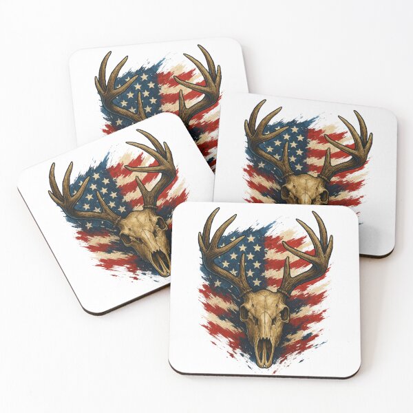 Item preview, Patriotic Deer Skull American Flag Hunting Art designed and sold by Eric’s Creative Corner.