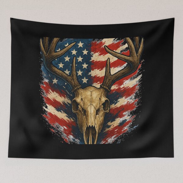Item preview, Patriotic Deer Skull American Flag Hunting Art designed and sold by Eric’s Creative Corner.