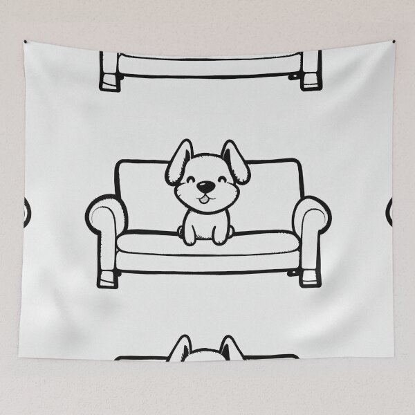 Item preview, Cute Puppy on Sofa Line Art designed and sold by SassyArtistry.