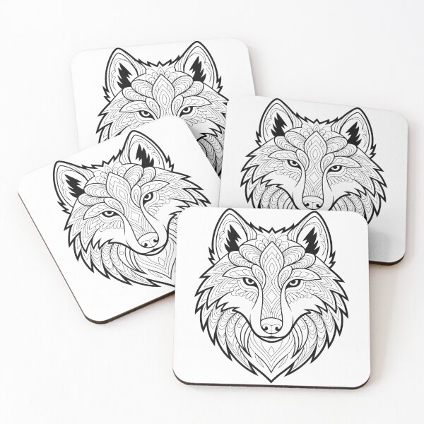 Item preview, Color-Your-Own Mandala Wolf Line Art designed and sold by AndrewYoko.