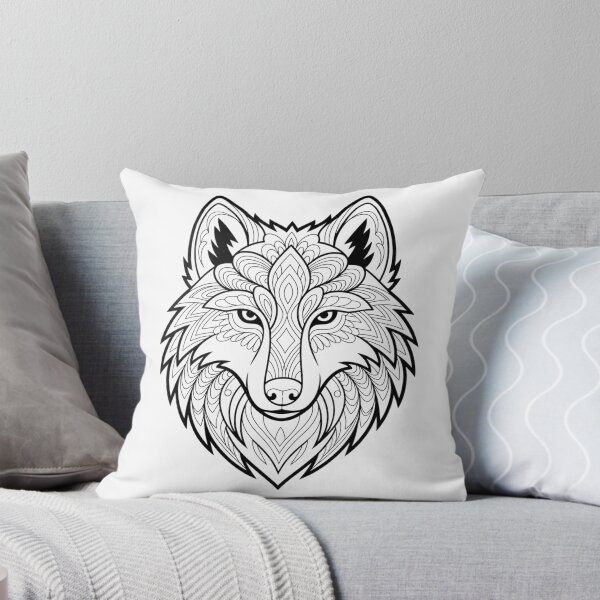 Item preview, Color-Your-Own Mandala Wolf Line Art designed and sold by AndrewYoko.