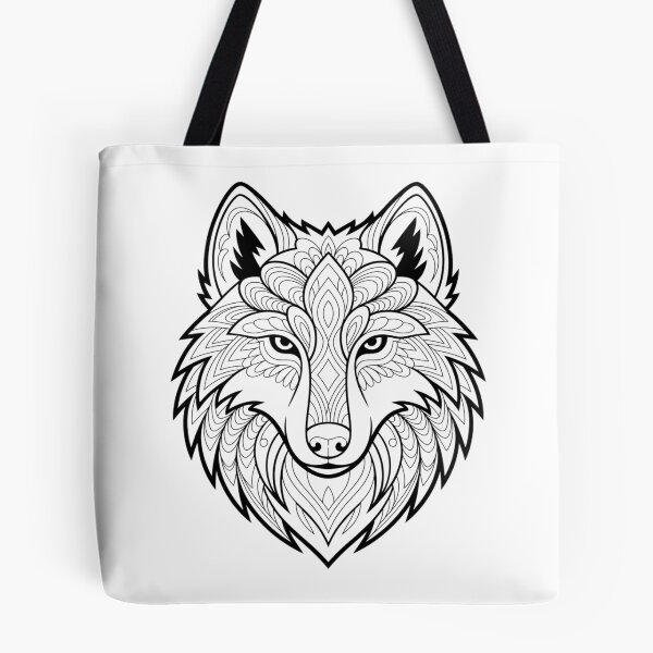 Item preview, Color-Your-Own Mandala Wolf Line Art designed and sold by AndrewYoko.