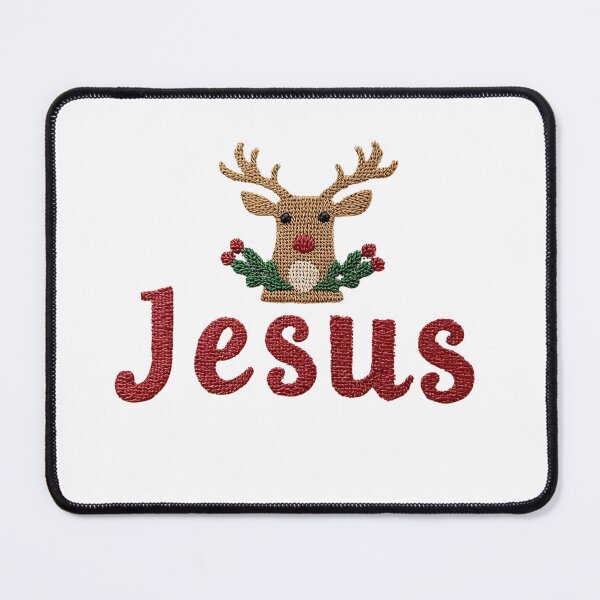 Item preview, Jesus Embroidered Red – Festive Reindeer Design designed and sold by Illustrated Faith.