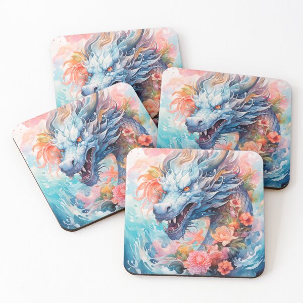 Artikelvorschau, Blauer Drache mit Blumen entworfen und verkauft von Lexie Bloom.
