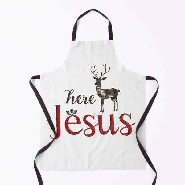 Item preview, Here Jesus – Embroidered Christmas Typography designed and sold by Illustrated Faith.