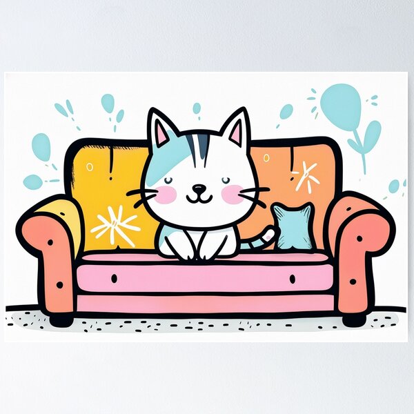 Item preview, Cute Cat on Sofa Illustration designed and sold by SassyArtistry.