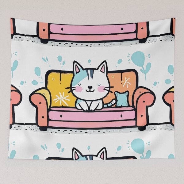 Item preview, Cute Cat on Sofa Illustration designed and sold by SassyArtistry.