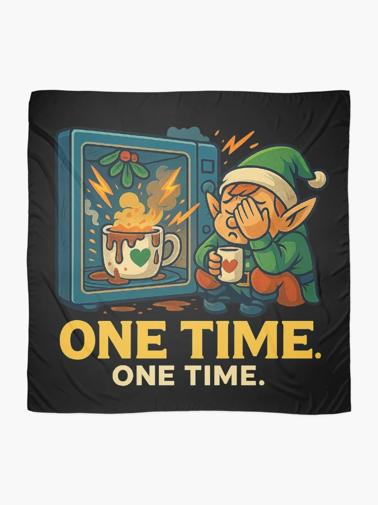 Thumbnail 2 of 3, Scarf, One Time. One Time. – Exploding Cocoa Elf Holiday Disaster Design designed and sold by AddictiveDesign.