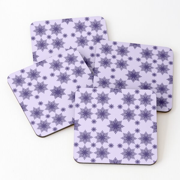 Item preview, "Persian Indigo" pattern of geotrically arranged fluffy purple snowflakes designed and sold by Cherevan.