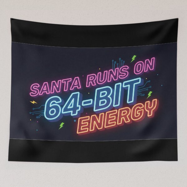 Item preview, Santa Runs On 64-Bit Energy Apparel designed and sold by HelixPedia.