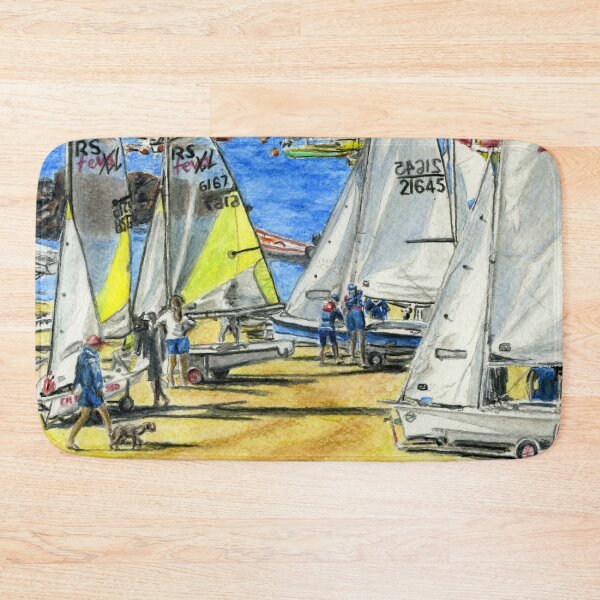 Item preview, Preparations on the beach for the Trearddur Bay Sailing Club race in Porth Diana in August designed and sold by LymphomaLass.