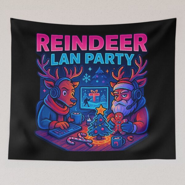 Item preview, Reindeer LAN Party – Gamer Christmas Reindeer & Santa Design designed and sold by AddictiveDesign.
