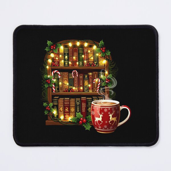 Item preview, christmas coffee and books bookish design designed and sold by Uglyandcute.