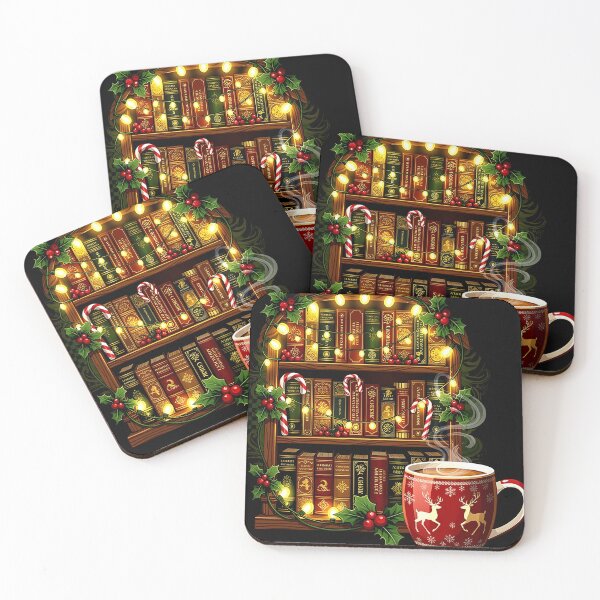 Item preview, christmas coffee and books bookish design designed and sold by Uglyandcute.