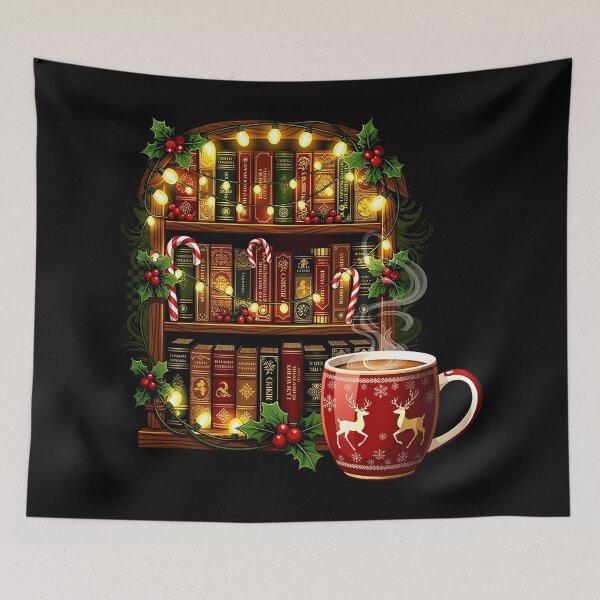 Item preview, christmas coffee and books bookish design designed and sold by Uglyandcute.